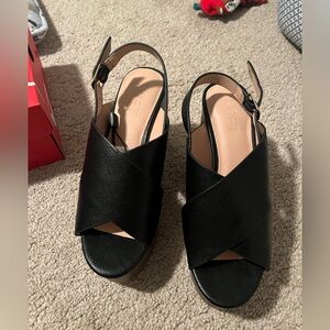 Brand new loft black wedge sandals
